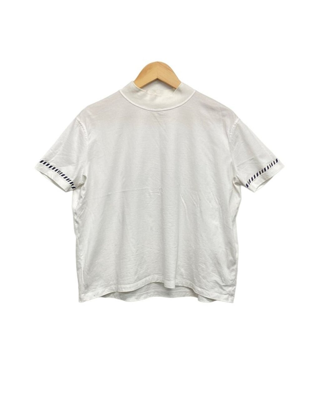 Hermes Short Sleeve T-Shirt M 3 DL White Navy High Neck Chaine D'ancre 38
